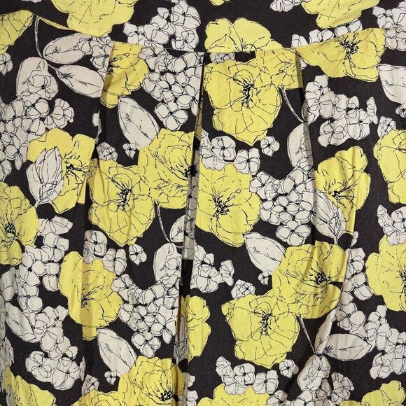 Boden Floral Pencil Skirt Size US 6 UK 10R Yellow Brown Pockets Lined Pleated - Picture 3 of 13